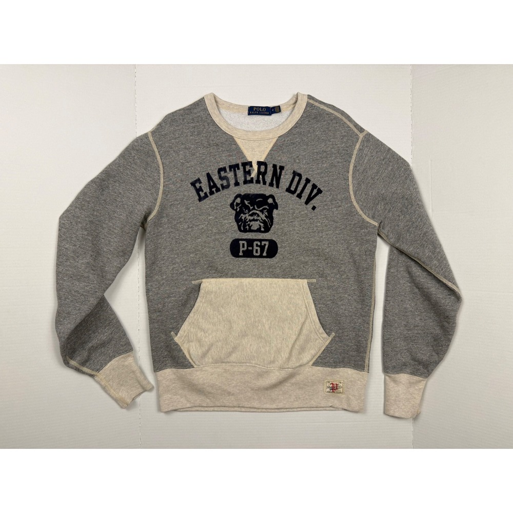 Polo Ralph Lauren Sweatshirt Eastern Div Bulldog M Grey Collegiate Fleece P-67
